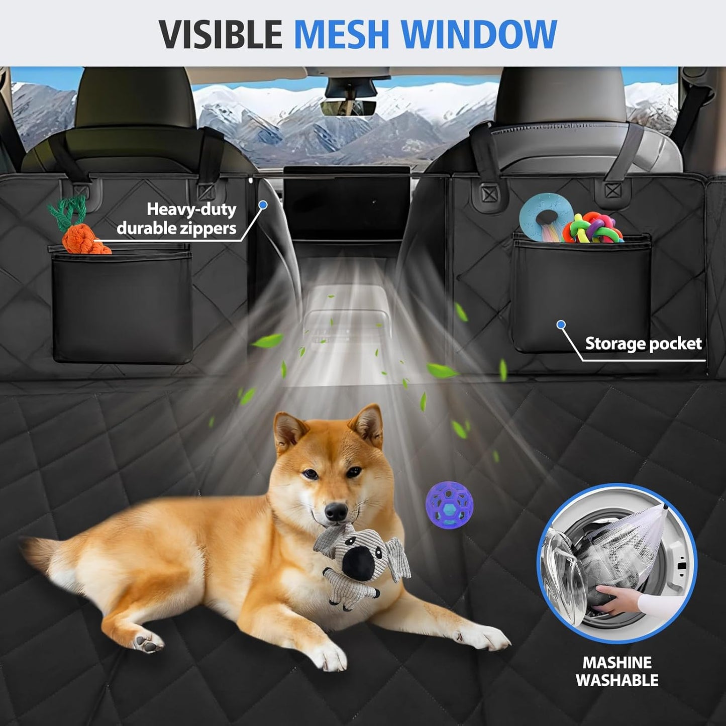 Back Seat Extender for Dogs,Large Space Dog Car Seat Cover,Hard Bottom Dog Car Seat Cover for Back Seat,Study Dog Hammock for Car Support 181Kg,Easy to Install for Cars Trucks Suvs Black